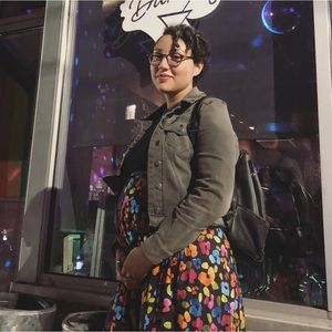 ASOS DESIGN Maternity jersey pleated midi skirt in bright floral print